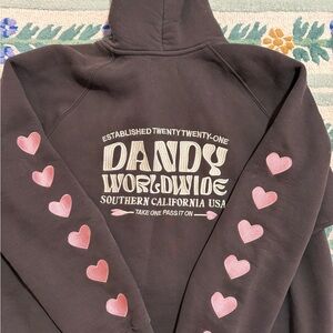 Dandy Worldwide Hoodie with Pink Hearts